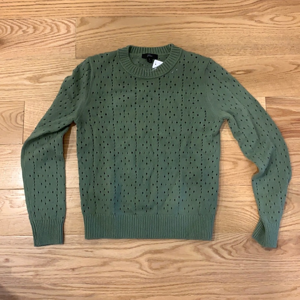 I crew sweater with eyelet cut out pattern